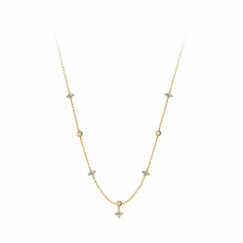 S925 Silver Plated 18K Gold Lucky Four Leaf Clover Necklace