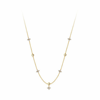 S925 Silver Plated 18K Gold Lucky Four Leaf Clover Necklace