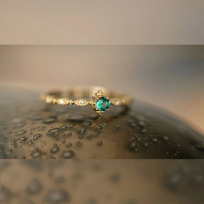 S925 Sterling Silver 18K Gold Plated Emerald Diamond Open Ring for Women