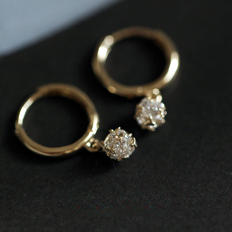 S925 Sterling Silver Plated 14K Gold Zircon Earrings