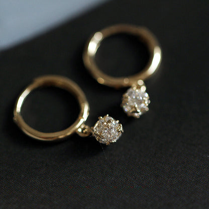 S925 Sterling Silver Plated 14K Gold Zircon Earrings