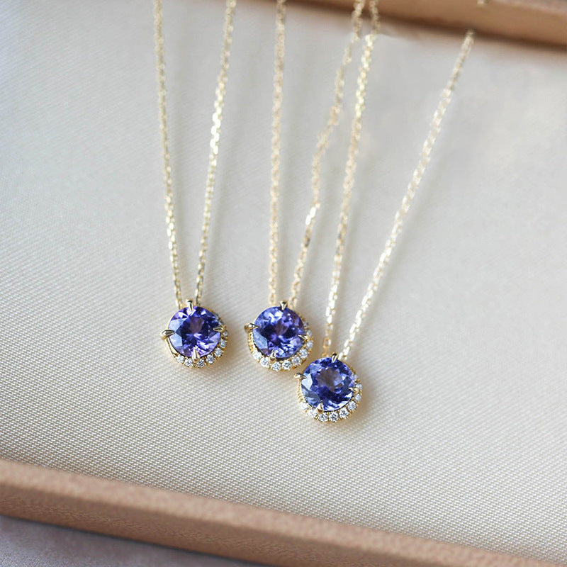 S925 Sterling Silver Plated 14K Gold Blue Danube Moon Necklace
