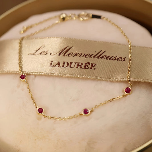S925 Sterling Silver 18K Gold Plated Ruby Mini Zodiac Year Bracelet