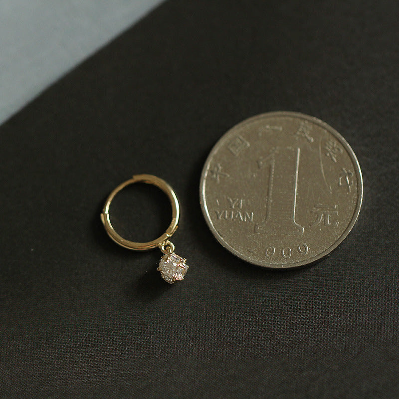 S925 Sterling Silver Plated 14K Gold Zircon Earrings