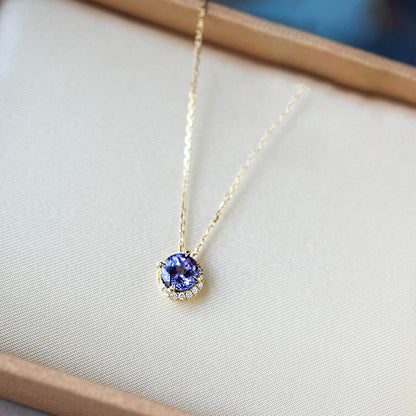 S925 Sterling Silver Plated 14K Gold Blue Danube Moon Necklace