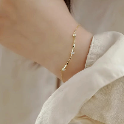 S925 Sterling Silver Plated 14K Gold Classic Mobius Bracelet
