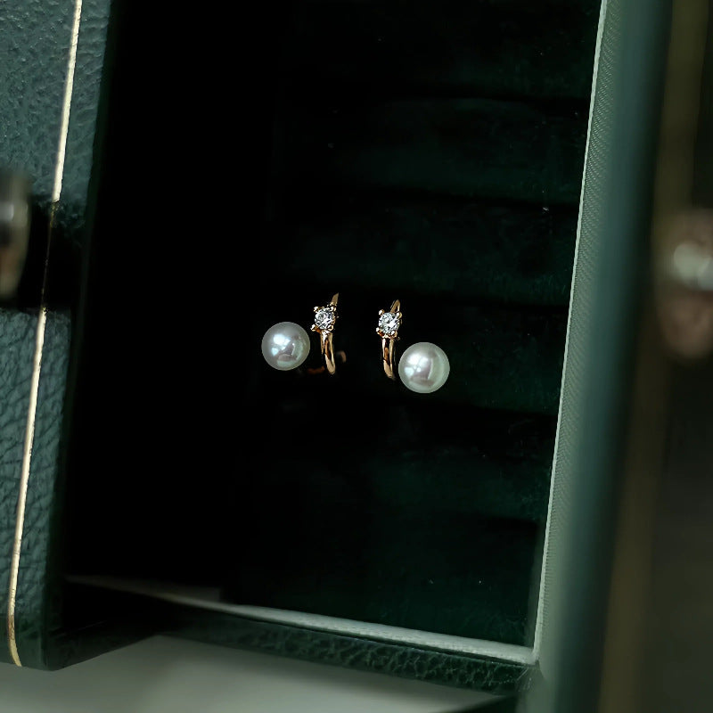 S925 Sterling Silver Rose Gold Plated Pearl Shell Stud Earrings