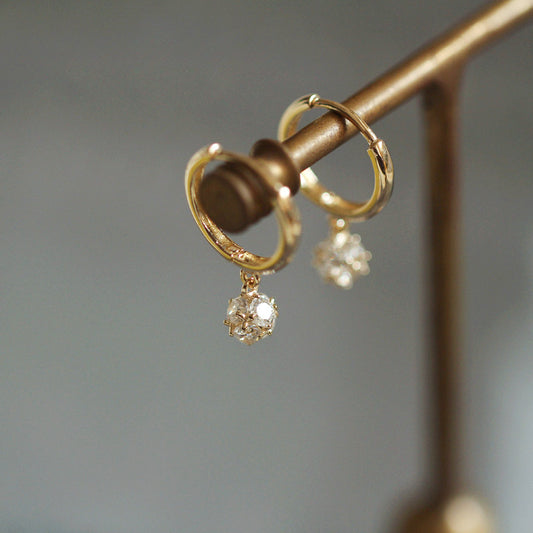 S925 Sterling Silver Plated 14K Gold Zircon Earrings