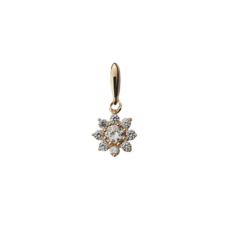 S925 Sterling Silver Plated 14K Gold Classic Snowflake Shape Necklace